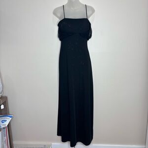 Betsy & Adam Vintage Y2K 90s Black Beaded floral Gown Dress size 6 Classic